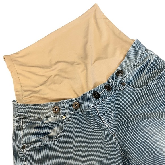 MATERNITY PARASUCO Striped Stretch Casual Denim Mini Short XS - Picture 6 of 9